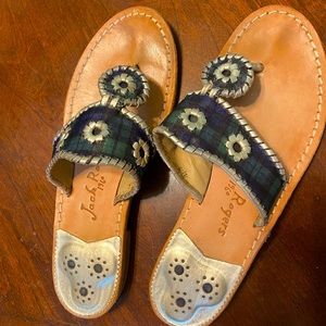 Jack Rogers Green/Blue Plaid Sandals